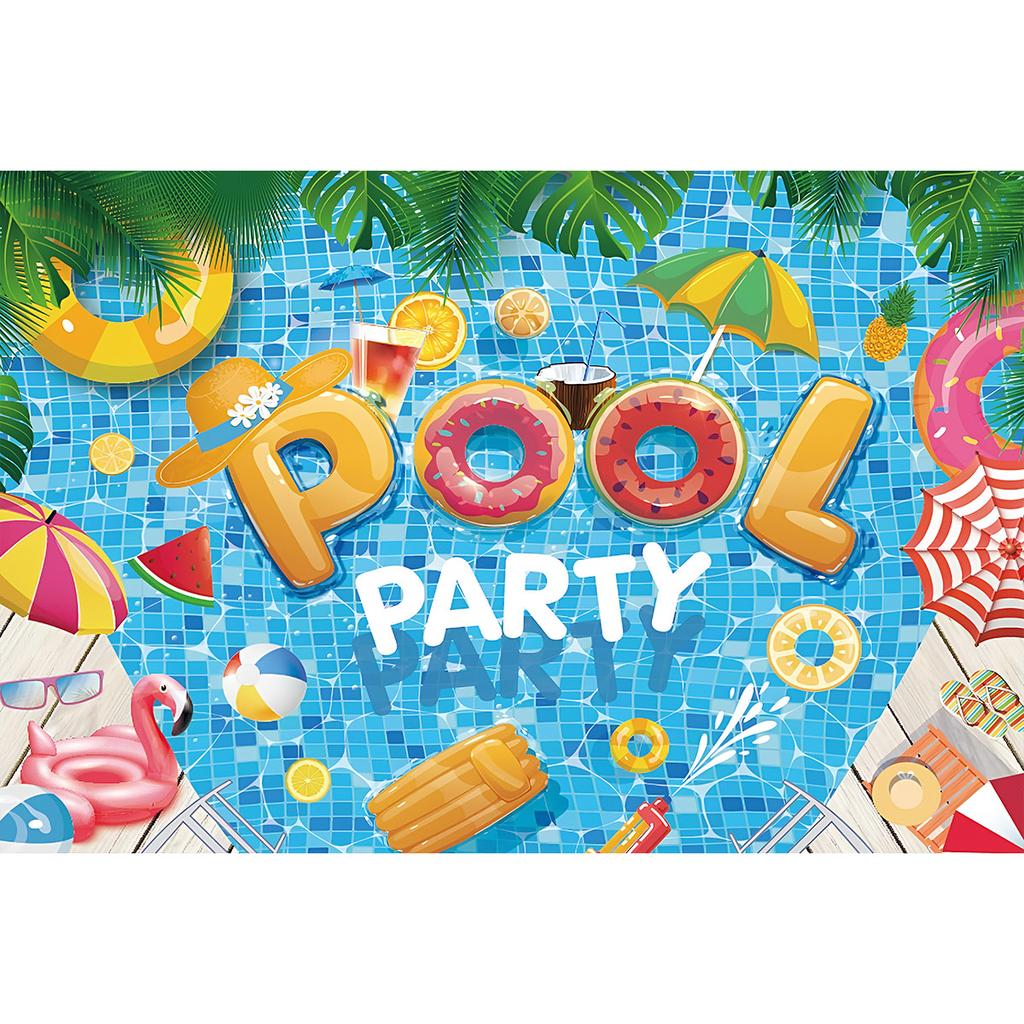 Hawaiian Beach Backdrop Hello Summer Tropical Ocean Palm Tree Surfboard Photo Background Luau Aloha Party Photo Booth Banner