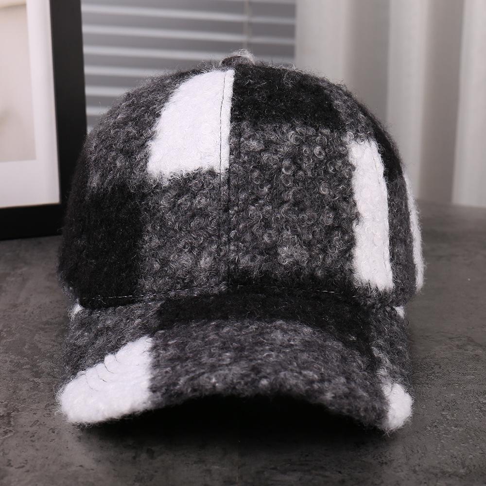 Autumn Winter Baseball Cap Windproof Warm Hat Simple All-match Plaid Decorative Unisex Cap for Men & Women New
