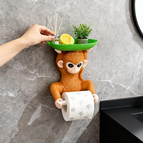 Monkey Design Napkin Holder Two-Way Paper Roll Function Soap Box Easy Installation Tissue Storage Rack Bathroom Accessories