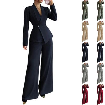 Women's Stylish Long-Sleeved Suit Jacket And Trousers Two-Piece Set