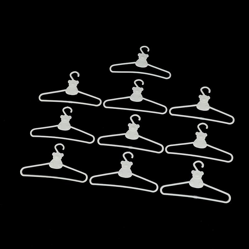10 mini Hangers white coat Dress doll Plastic Clip hangers For Doll Wardrobe