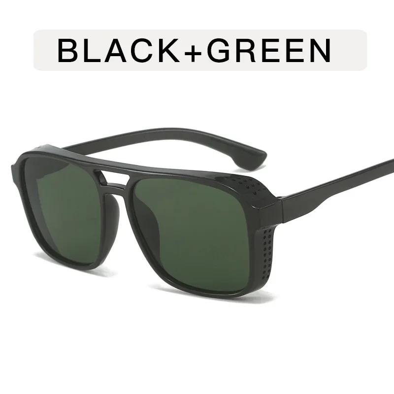 Women's Trendy Double Beam Gradient Color Sun Glasses Classic Square Frame Sunglasses Unisex Retro Steampunk Goggle Eyewear