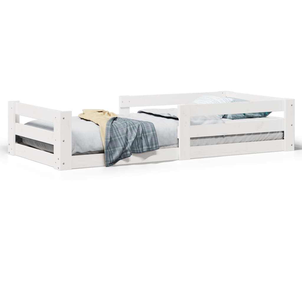 Solid Wood Bed Frame without Mattress White 75x190 cm Pine Wood