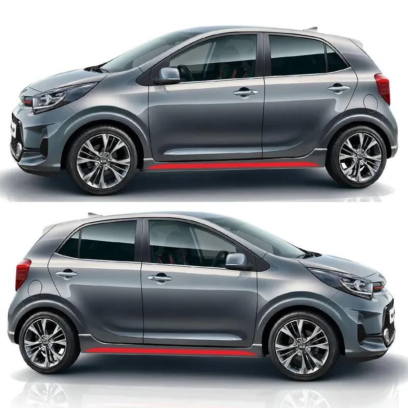 2PCS Fashion Racing Stripes Car Sticker for Kia Picanto Morning Creative Side Skirts Vinyl Decals Decorative Door Decal