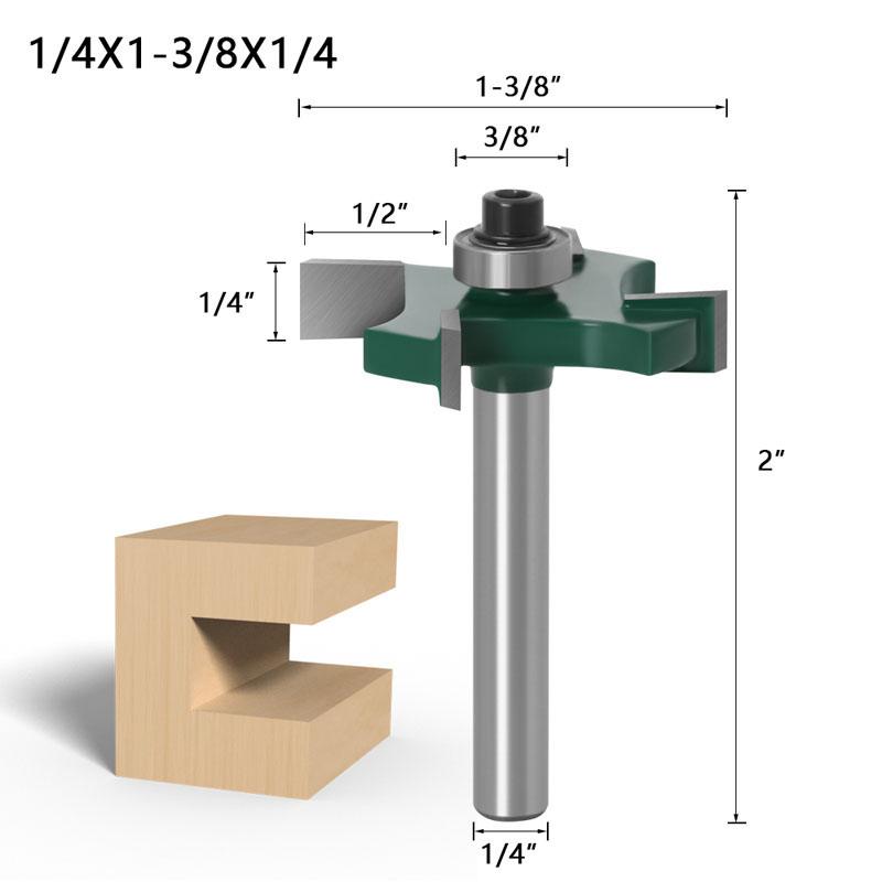 4 Edge T Type Bearings Wood Milling Cutter Industrial Grade Rabbeting Bit Woodworking Tool Router Bits for Wood  6mm 1/4 Inch Shank