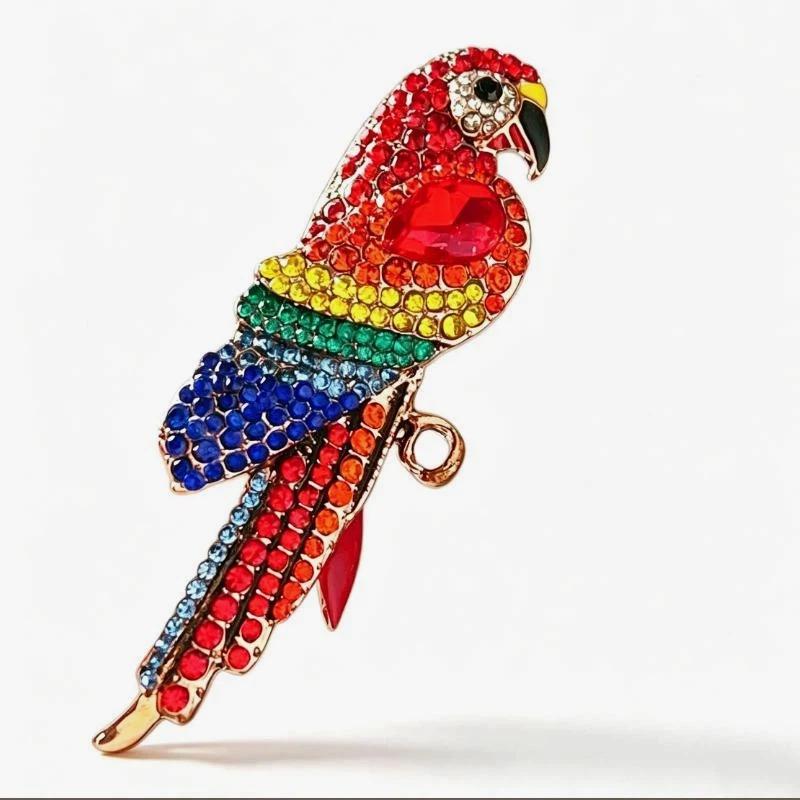 1Pcs Unisex 2-Color Rhinestone Beautiful Animal Party Casual Brooch Pin Shining Parrot Bird Brooches For Women Gifts