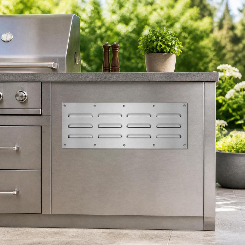 Horizontal Slat Ventilation Panel Surface-Mount for Built-in Barbecue Enclosures