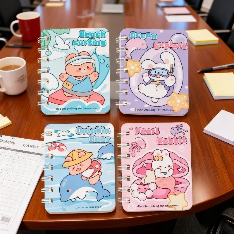 1Pc Underwater World Cartoon Horizontal Line Notebook Cute Mini Portable Pocket Coil Book Holiday Gift Novelty Stationery Teacher Party Favors Back To