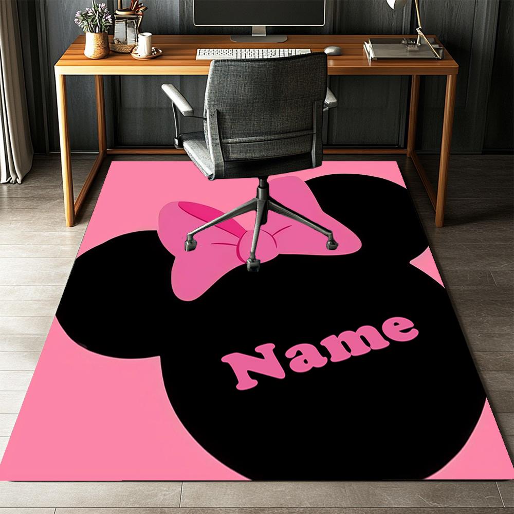Custom Name Minnie Printed Carpet,Rug for Office Chair Living Room Bedroom Kitchen Room Decor Gifts.