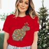 Womens Christmas Tshirt Funny Capybaras Lights Design Festive Crew Neck Girls Clothing Merry Christmas Capybara Cartoon Tshirt