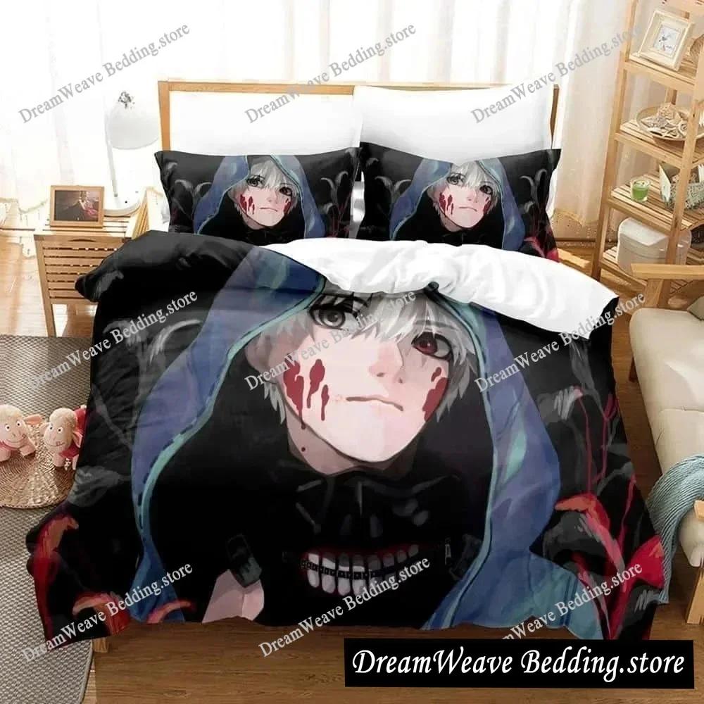 3D Print Anime Bed Sheet Set Tokyo Ghoul Bedding Set Single Twin Full Queen King Size Bed Set Aldult Kid Bedroom Quilt Cover963