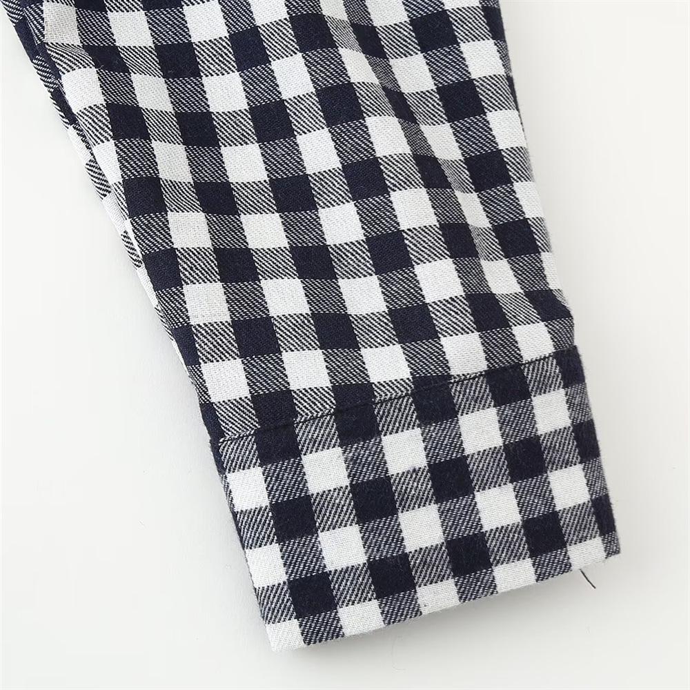 2025 Spring/Summer Women's Hollow-Out Embroidered Plaid Shirt - Single-Breasted Casual Top