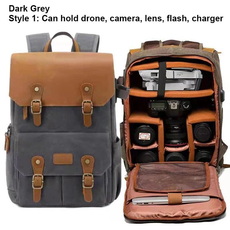 Backpack Camera Bag Waterproof Anti-theft Large Capacity DSLR Photo Bag Batik Canvas Camera Lens Bag for Canon Nikon Sony Drone