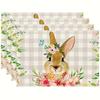 1Pc Easter Placemats Linen Rabbit Bunny Egg Dining Table Mats Placemat Spring Holiday Happy Easter Decoration for Home Kitchen