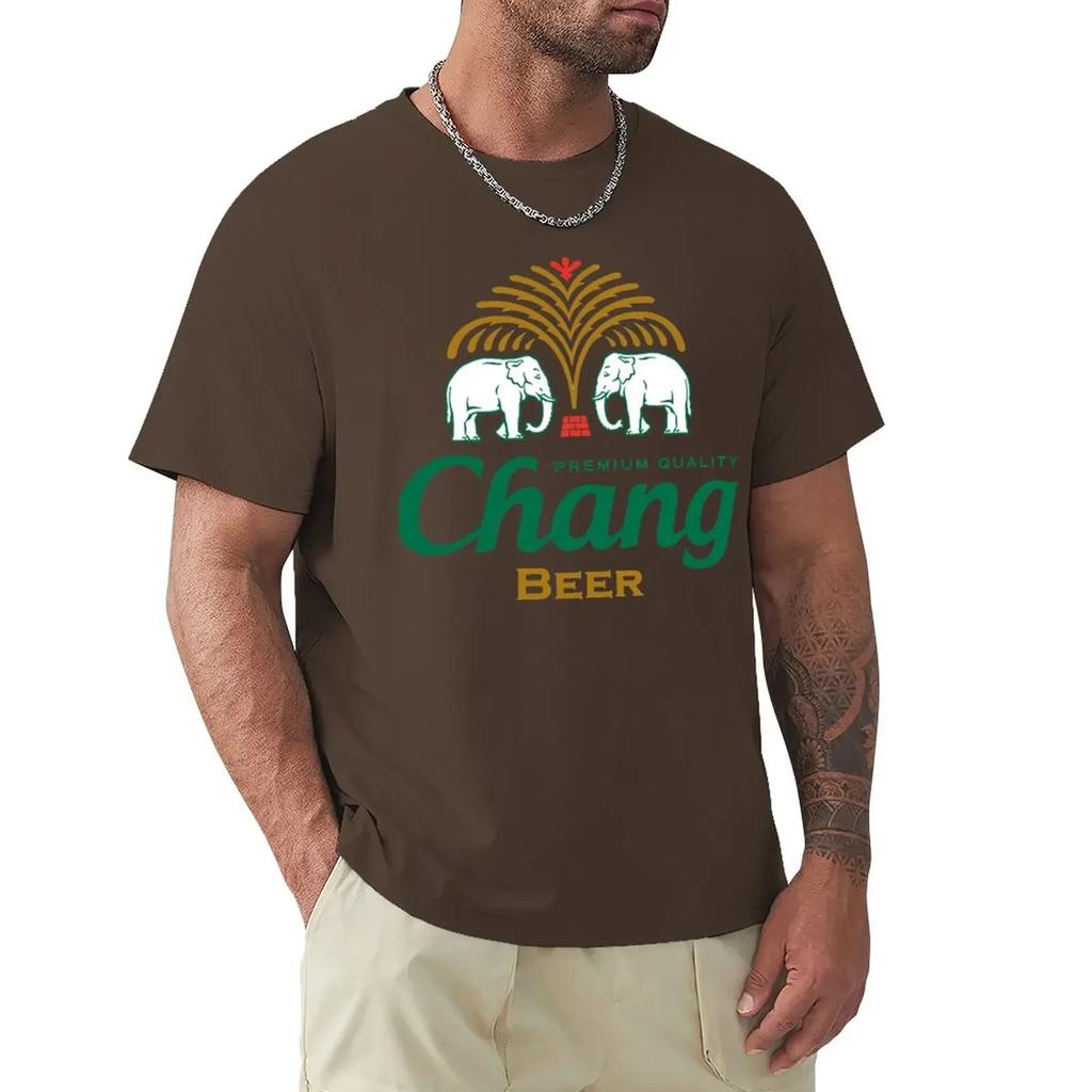 Thailand Chang Beer Bottle Label ?????? ???? T-Shirt Hippie Clothes Sweat T-shirts for Men Cotton