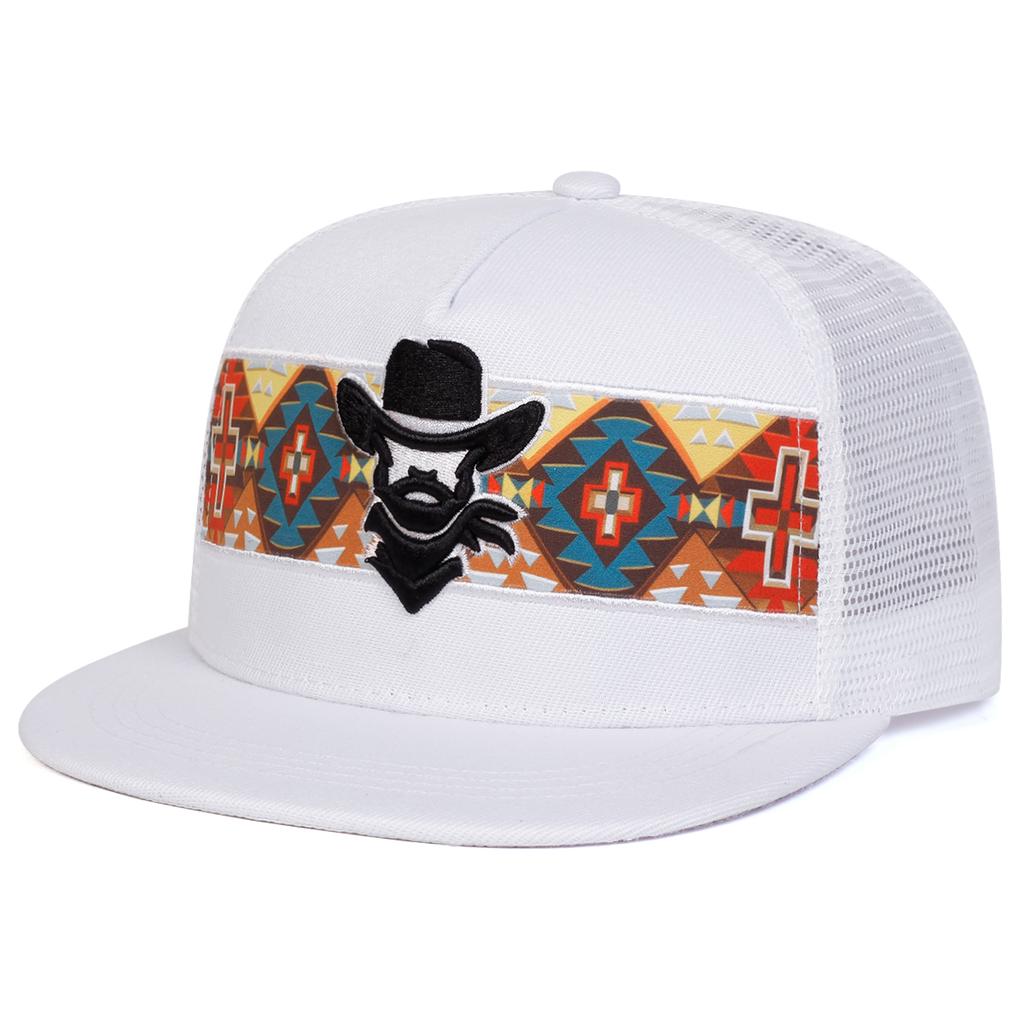 Men Western Cowboys Geometric Patterns Embroidered Hip Hop Hat Mesh Hat Outdoor Sunscreen Leisure Hat Spring Autumn Travel Tourism Beach Vacation