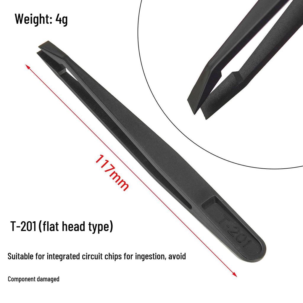 Anti-Static Curved Tip Plastic Tweezers, Multi-functional with Wide and Flat Tips for Industrial and Eyelash Use.