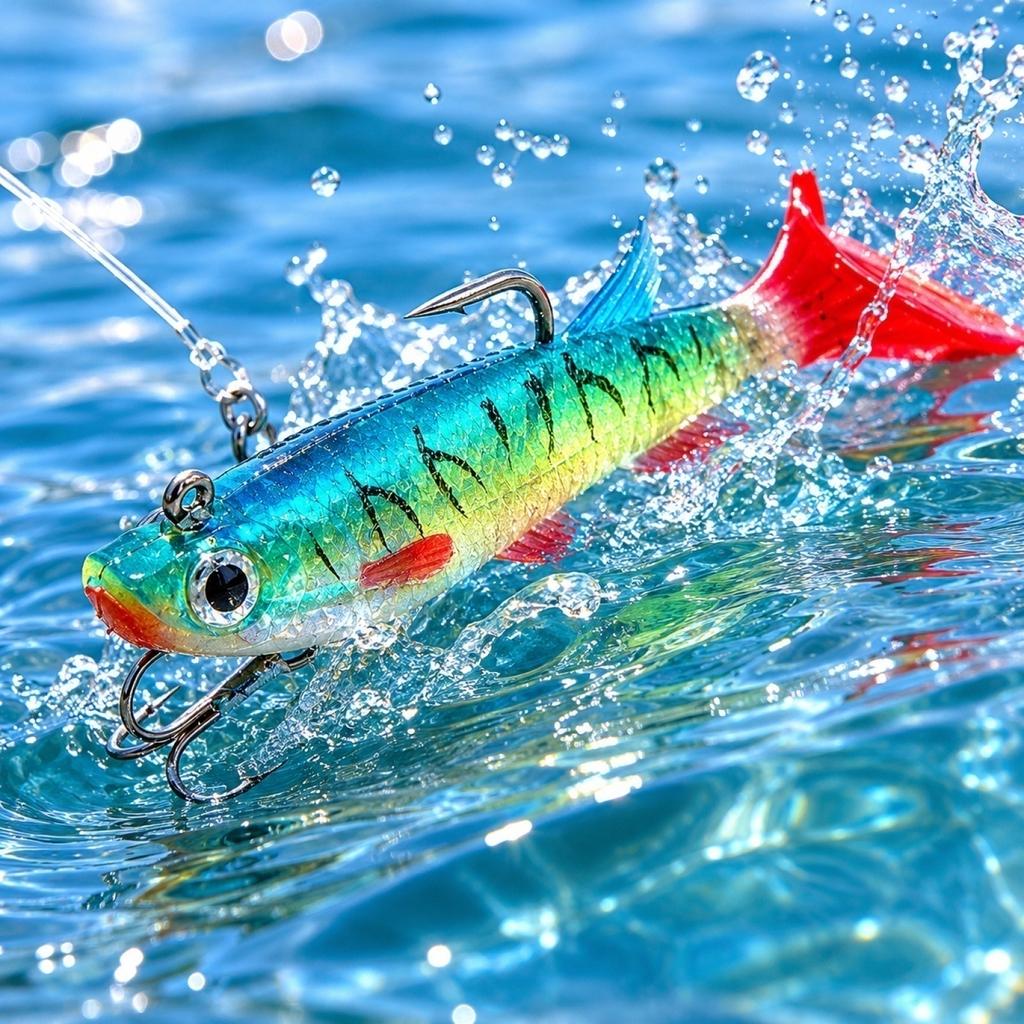 9cm 14g Fishing Lure Soft Bait with Double Hooks Weighted Body Bionic Fish Shape Artificial Bait for Freshwater and Saltwater Fishing