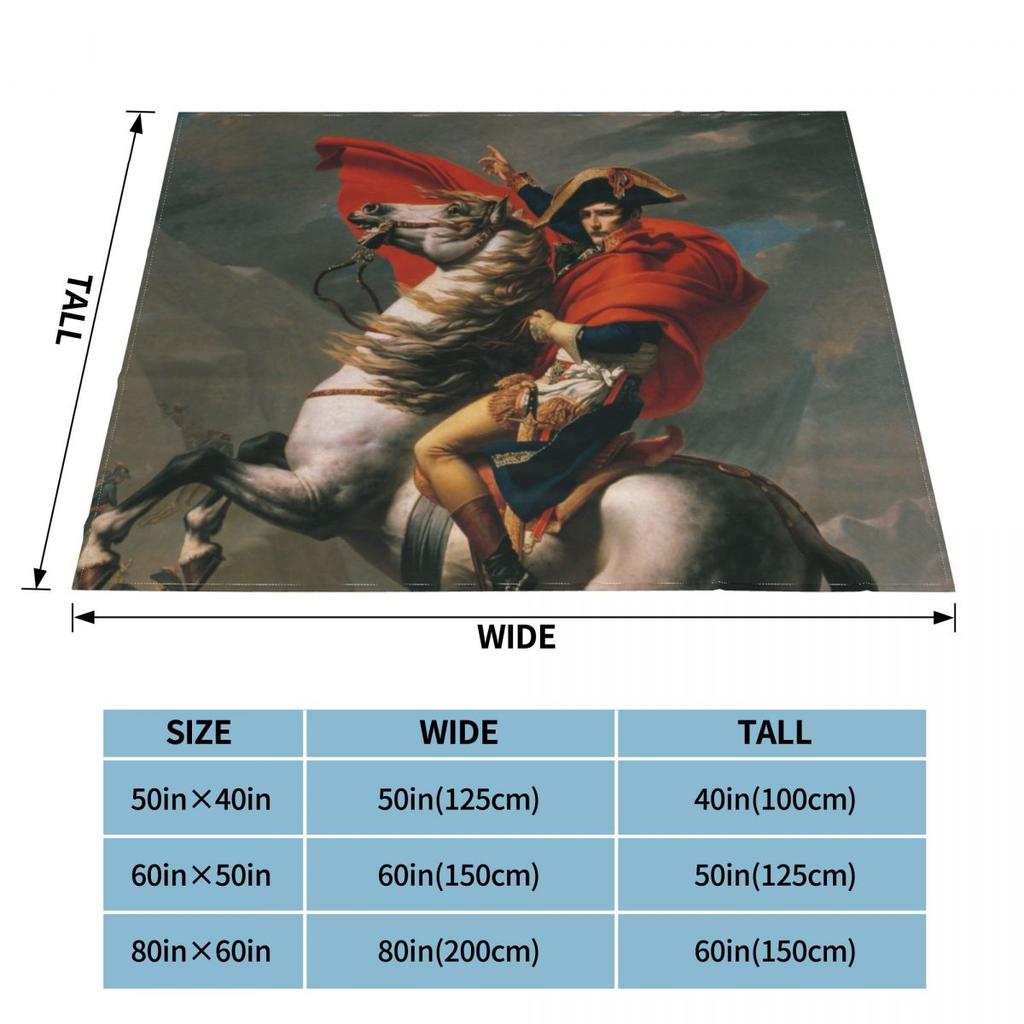 Napoleon Bonaparte Blanket The Alps Belvedere Jacques-Louis David Flannel Novelty Warm Throw Blankets for Bed Sofa Decoration