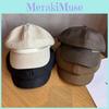 Letter Material Pu Curved Brim Octagonal Cap Cold Season Accessories Fashion