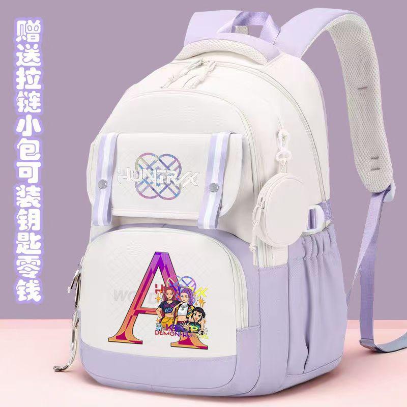 Cartoon Kpop Demon Hunter Alphabet Backpack Children Teens School Bag Anime Girl Large Capacity School Bag