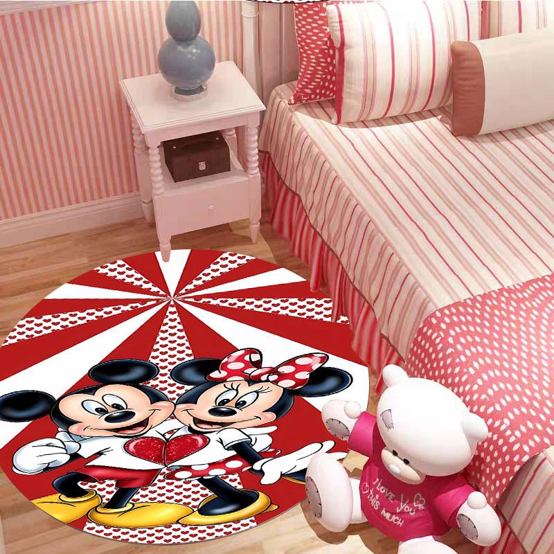 Minnie and Mickey Mouse print round rug, Valentine's Day, anniversary floor decoration, wedding room rug