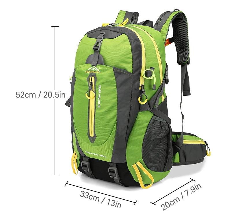 

Водонепроницаемый дорожный рюкзак 40 л, сумка для ноутбука для кемпинга и пешего туризма, рюкзак для пешего туризма, мужской и женский рюкзак для пешего туризма зелёный