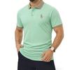 Comoda polo da golf con colletto a 3 bottoni aderente, colletto e polsini a blocchi di colore, tessuto traspirante e vestibilità rilassata e casual a maniche corte