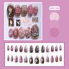 24PCS Retro Oil Paintings Patterns Almond False Nails with Glue Cute Sweet Garden Girl Stick On Nails Detachable Fake Nails Tips