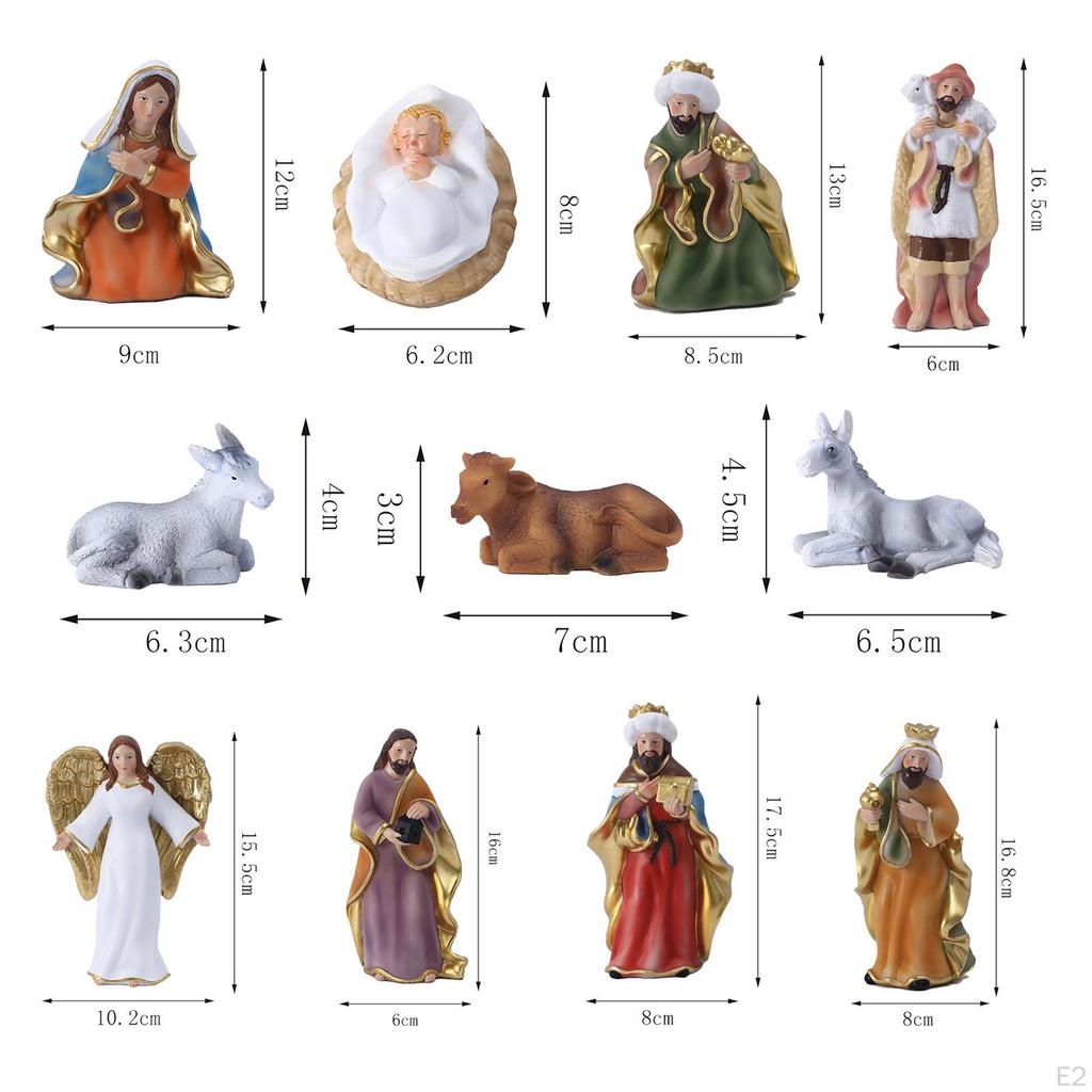 11 Pieces Nativity Figurine Set Colorful Manger Ornaments Spiritual Christian Christmas Birth of