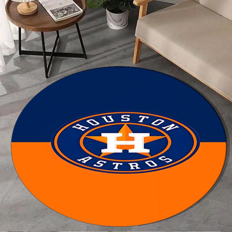 Neon Lights Houston Logo Round Rug for Livingroom,Bedroom, Palyroom, Chair Rug, Area rug, Circle Carpet, Large Size Fan Christmas gift