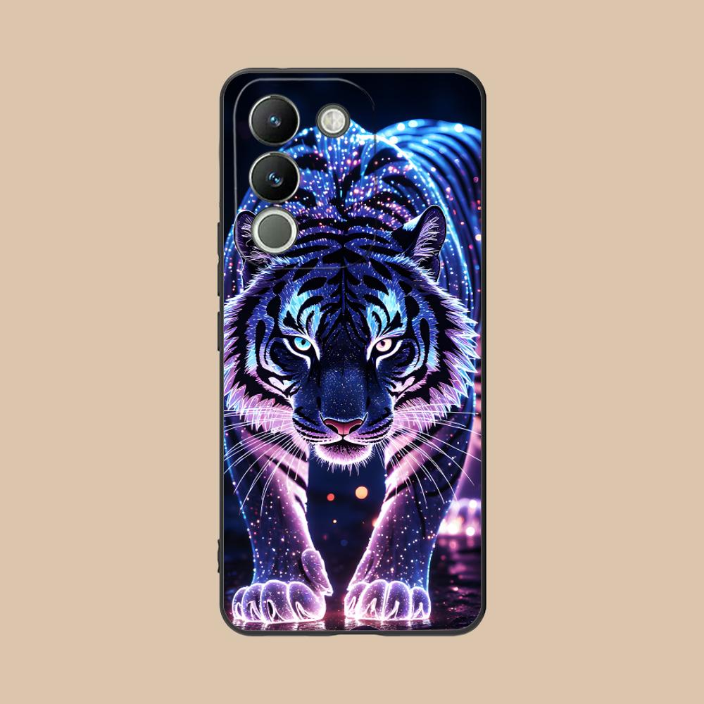 Tiger Neon Mobile Cell Phone Case for VIVO V60 V50 V40 V30 V29 V27 V25 V23 Pro Lite 5G Colorful Printing Cover Cover Smartphone