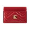 Gucci GG Marmont distressed gold logo quilted leather cowhide card holder card holder women's red