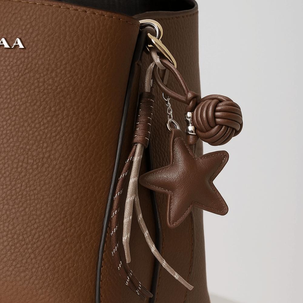 Woven Rope Leather Star Keychain Hanging Star and Ball Pendant  Small Gifts
