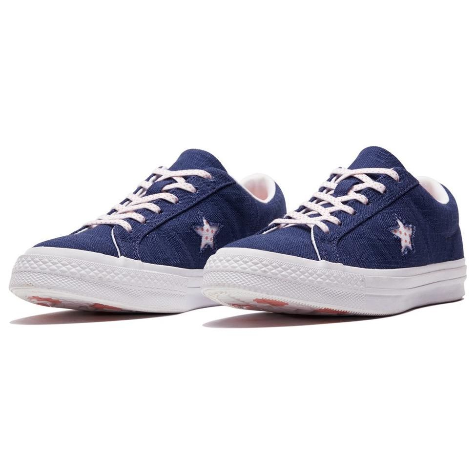 Converse One Star Ox Comfortable Casual Slip Resistant Durable Low Top Skate Shoes Unisex Sneakers Navy White 160621C