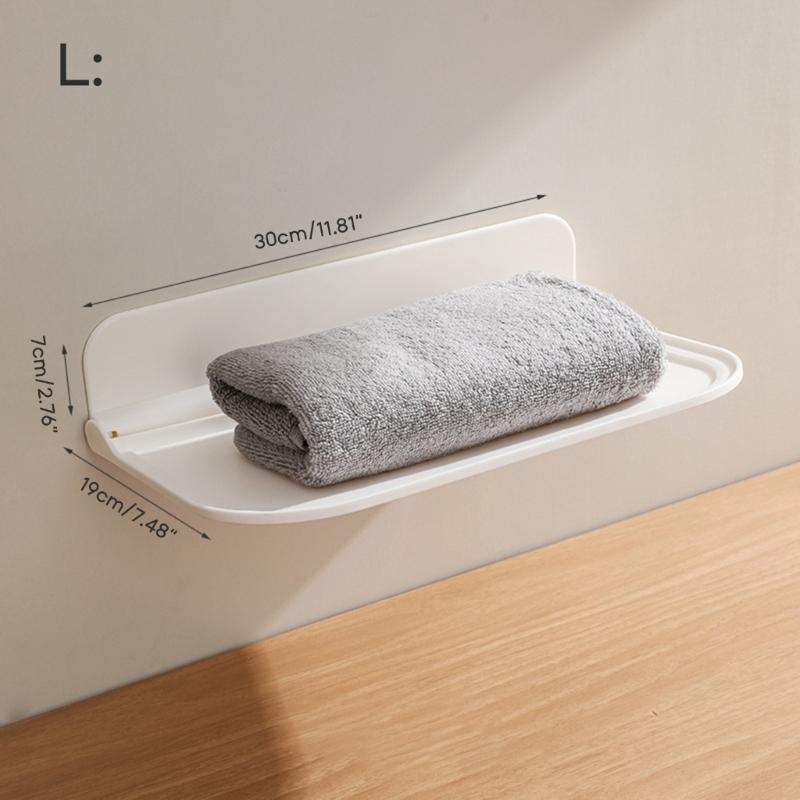 Foldable Plastic Shelf Stick on Wall for Kitchen Bathroom Many Place Extra Storage Needed Wall Mounted Bedside Shelves