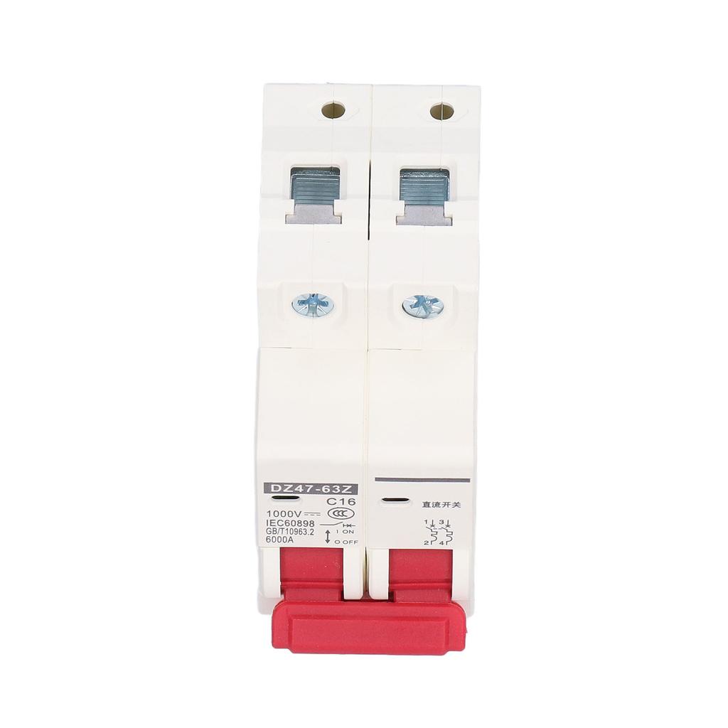 Leistungsschalter 2P Niederspannung 6000A Ausschaltvermögen DIN-Schienenmontage 16A DC 1000V