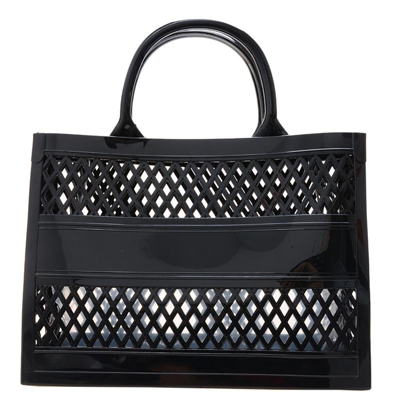 2025 Summer New Shopping Basket Handheld PVC Bag Jelly Bag Large Capacity Basket Storage Basket Candy Color Hollow
