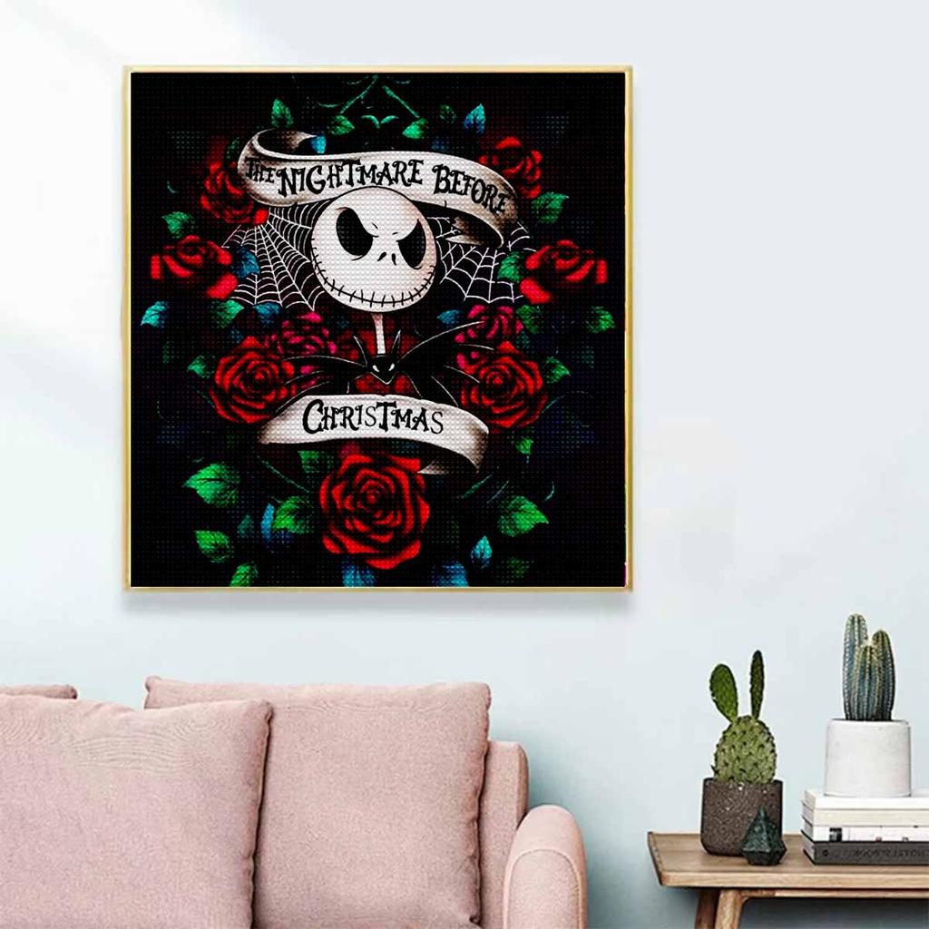 5D DIY Diamond Painting Decorative Flower Skeleton Full Round Drill Scenery Diamond Embroidery Cross Stitch Kits Home Decor Gift