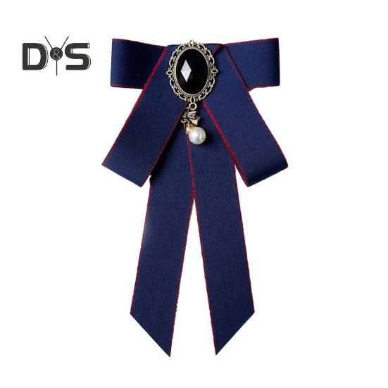 Women Bow Tie Shiny Rhinestone Pre-Tie Collar Tie Adjustable Neck Size Handmade Ribbon Shirts Uniforms Accessories