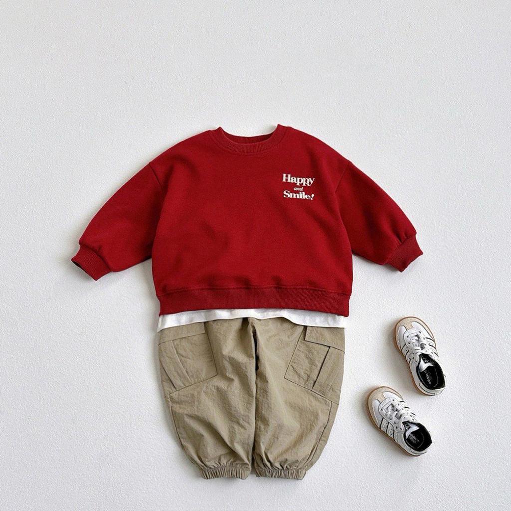 Korean Style Kids Letter Print Cotton Hoodie - Trendy Autumn/Winter Casual Outfit