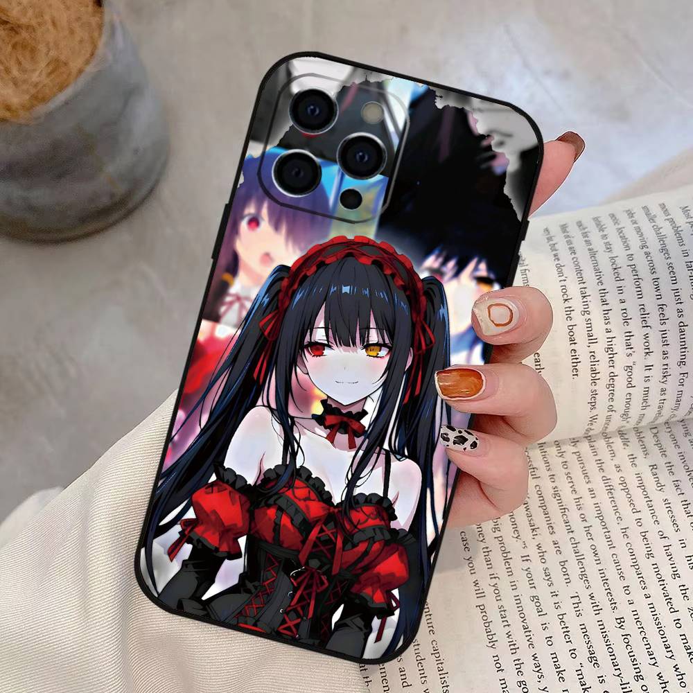 Date A Live Tokisaki Kurumi Phone Case For iPhone 17,16,15,14,13,12,11 Plus,Pro Max,XS,Soft Silicone Black Cover