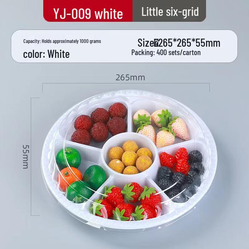 Disposable 6-Compartment Fruit Box with Lid