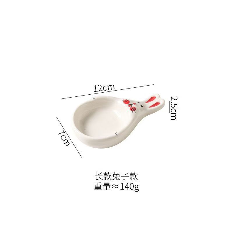 Cute Rabbit Ceramic Dipping Dish Hand Painted Underglaze Color Household Small Flavor Dish Flavor Dish Soy Sauce Dish Mini
