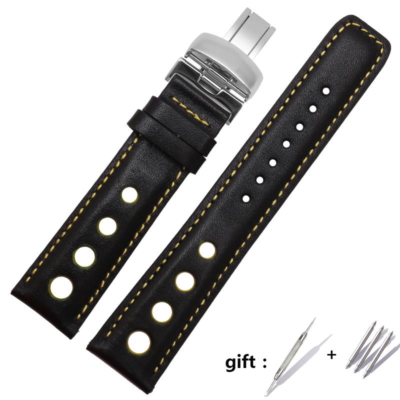 Cinturino in Vera Pelle da 20mm per Orologio Tissot Serie Sports Racing PRS516 T91 1853 da Uomo con Chiusura a Farfalla Cinturino Morbido in Pelle di Mucca