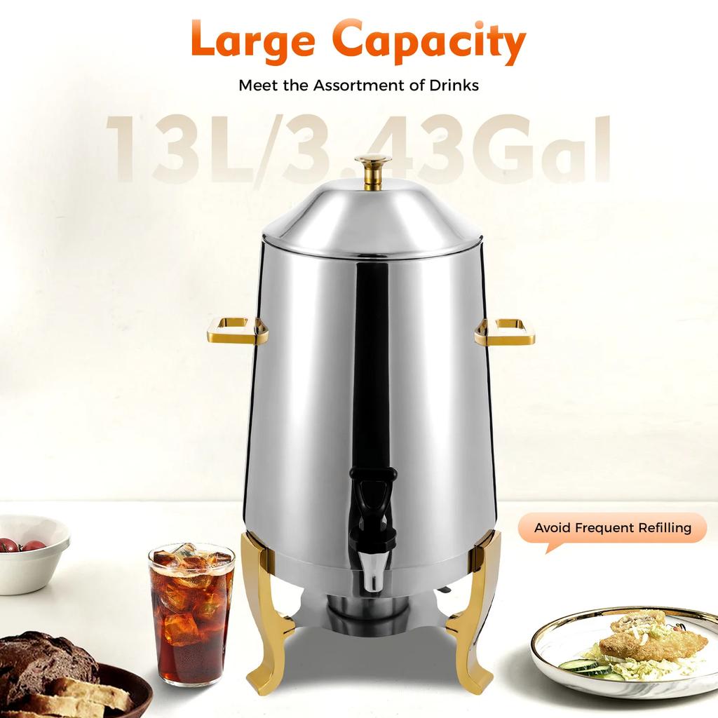 Commercial Hot Beverage Dispenser, 13L Electric Coffee Warmer with Adjustable Temperature (35-85°C/95-185°F) for Coffee, Tea,