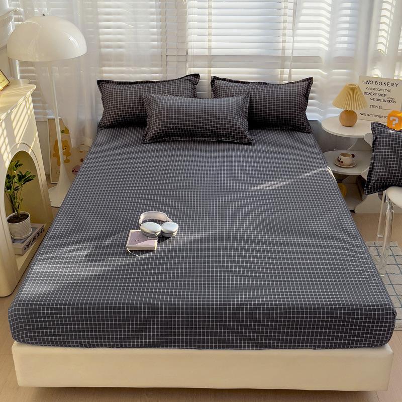 Four Seasons Skin-friendly Washed and Brushed Solid Color Pillowcase Protective Cover Double Fitted Sheet Taiwan Bed Bag