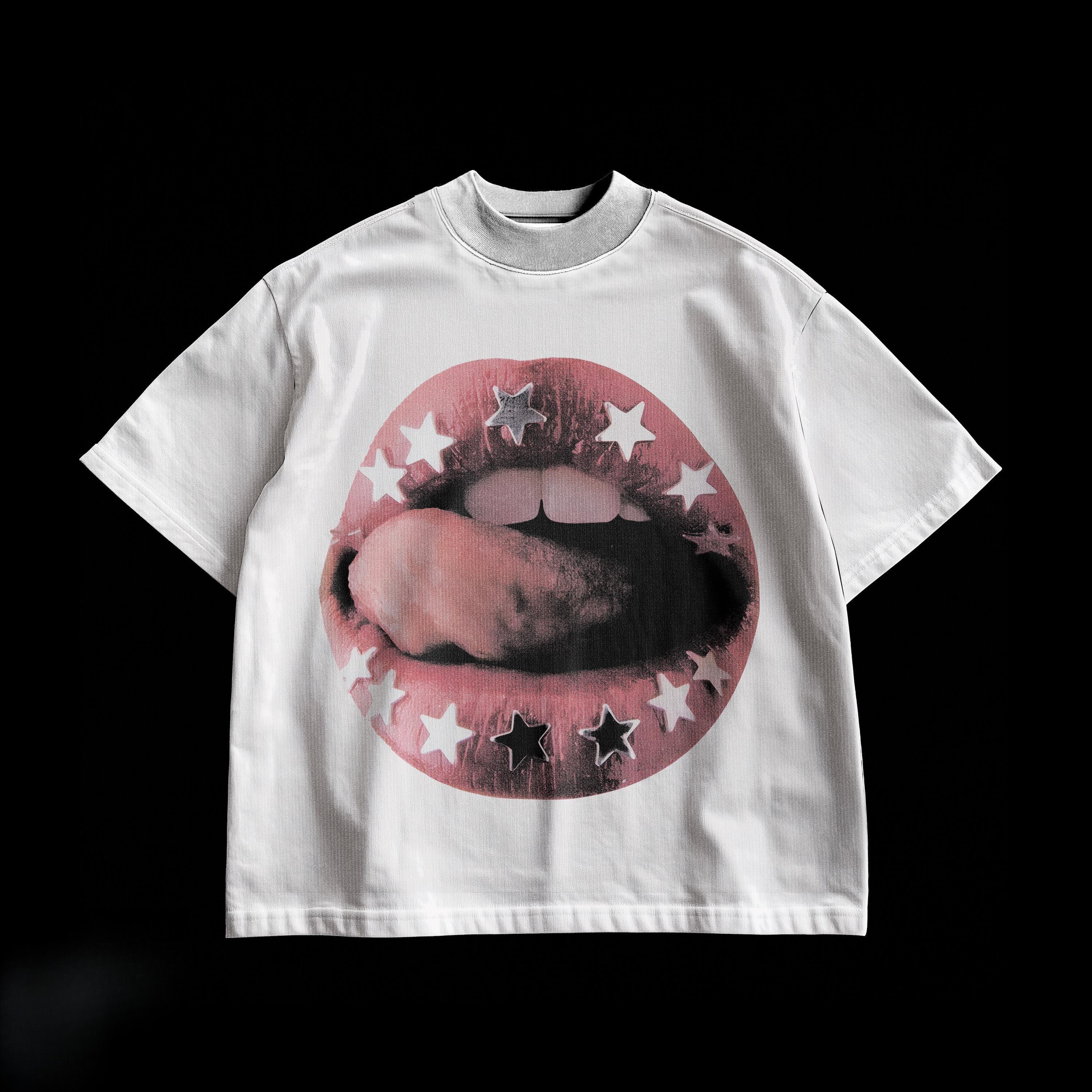 Y2K Star Lips Oversized TShirt Unisex Street Style TShirt Pure Cotton AllSeason Shirt oversized t shirt graphic t shirts S