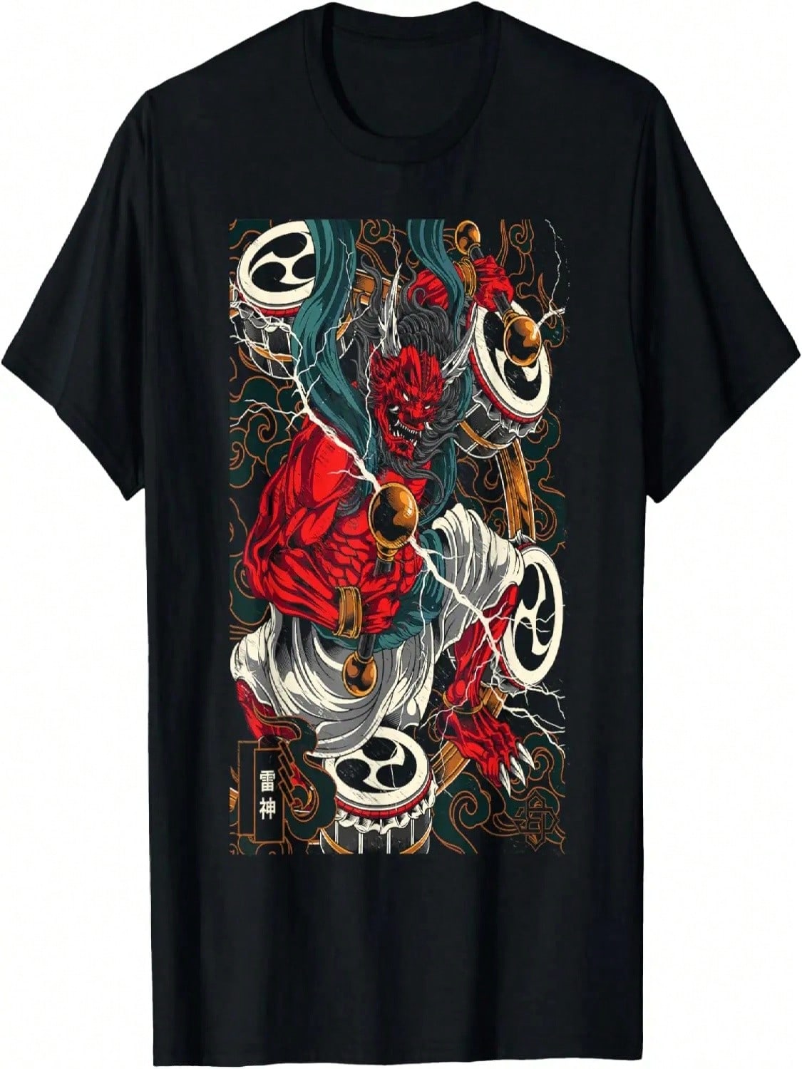 Japanese Tokyo RAIJIN Asian Inspired Retro 80 Style Graphic T-Shirt S разноцветный
