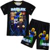 Children's Short Sleeve Home Wear Set with Lego Hide-and-Seek Anime Cartoon Print